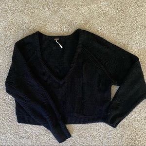 V neck cropped sweater by Free People